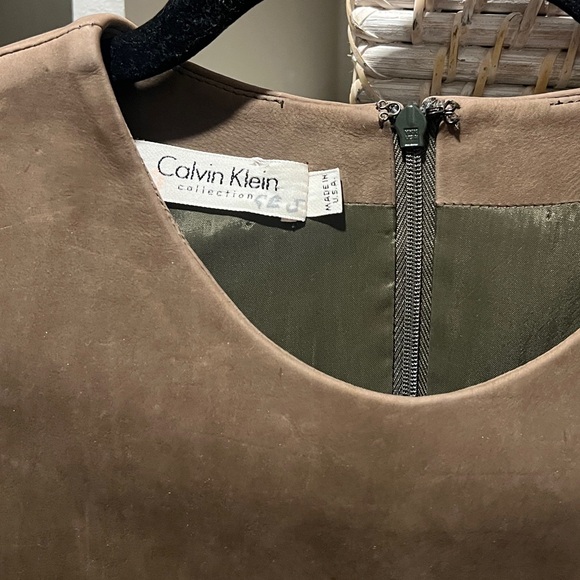 Vintage Calvin Klein Collection FW 2001 Runway Leather Suede Mini Dress - Picture 12 of 16